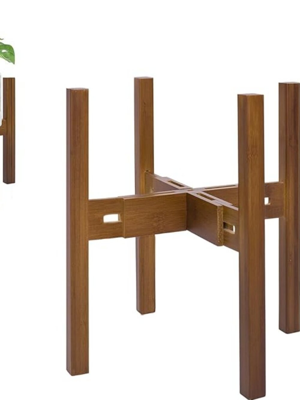 Rnined Adjustable Bamboo Plant Stand Indoor Mid Century Modern Holder